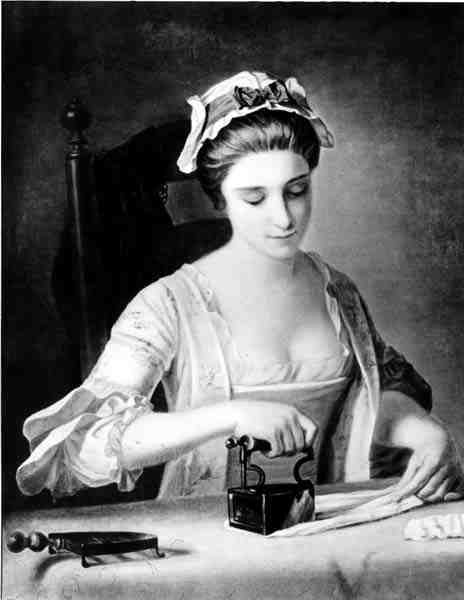 Mädchen beim Bügeln von George Morland