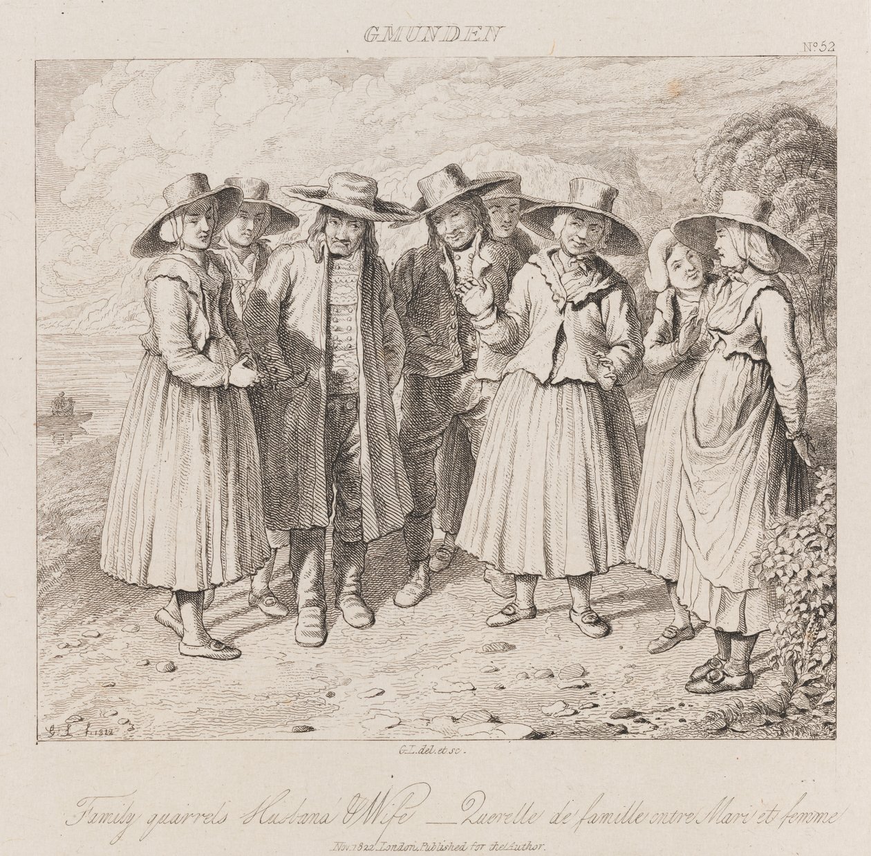 Familienstreit, Gmunden, ca. 1821 von George Robert Lewis