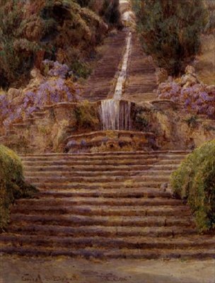 Der Wasserfall, Villa Cicogna von George Samuel Elgood
