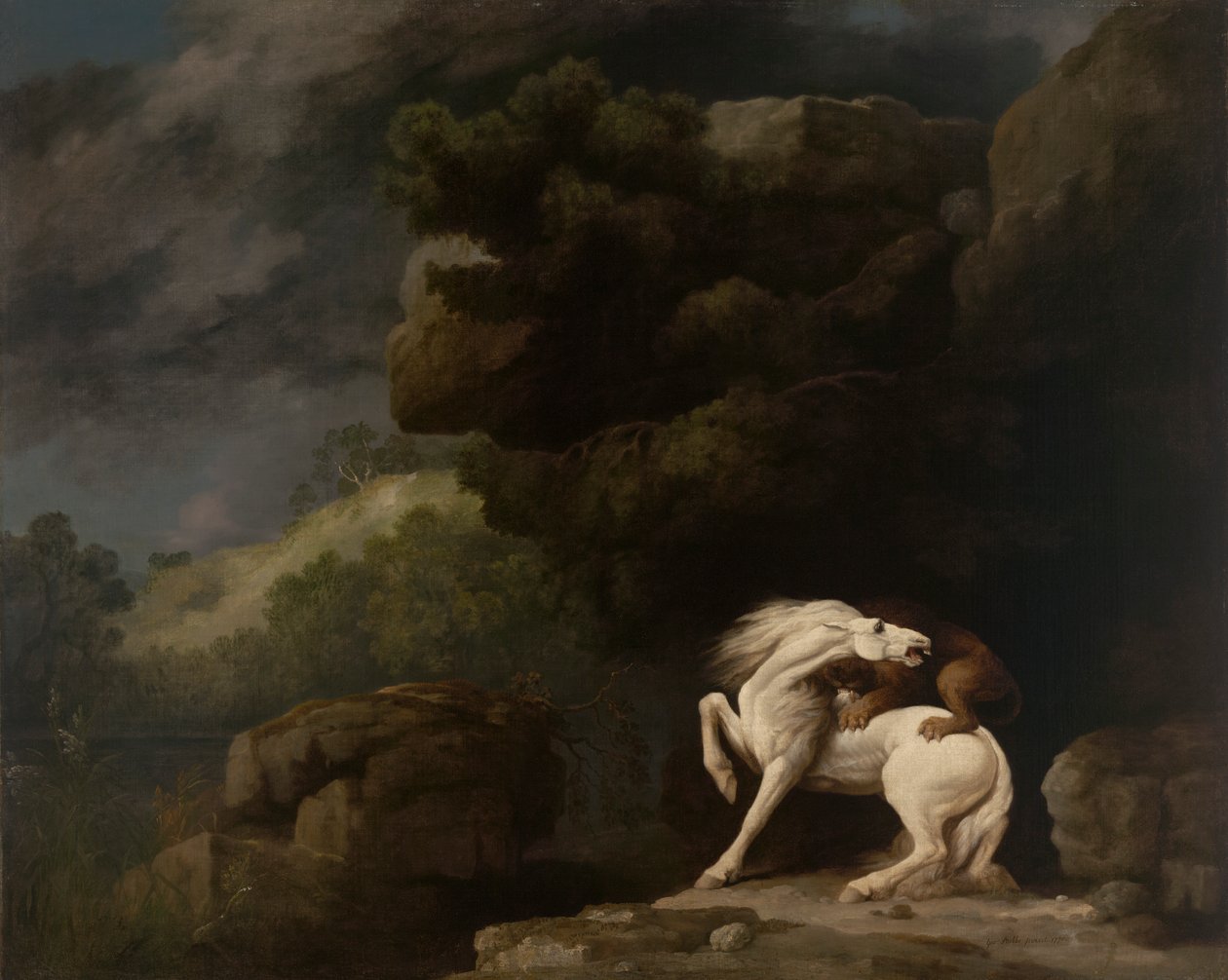 Ein Löwe greift ein Pferd an von George Stubbs