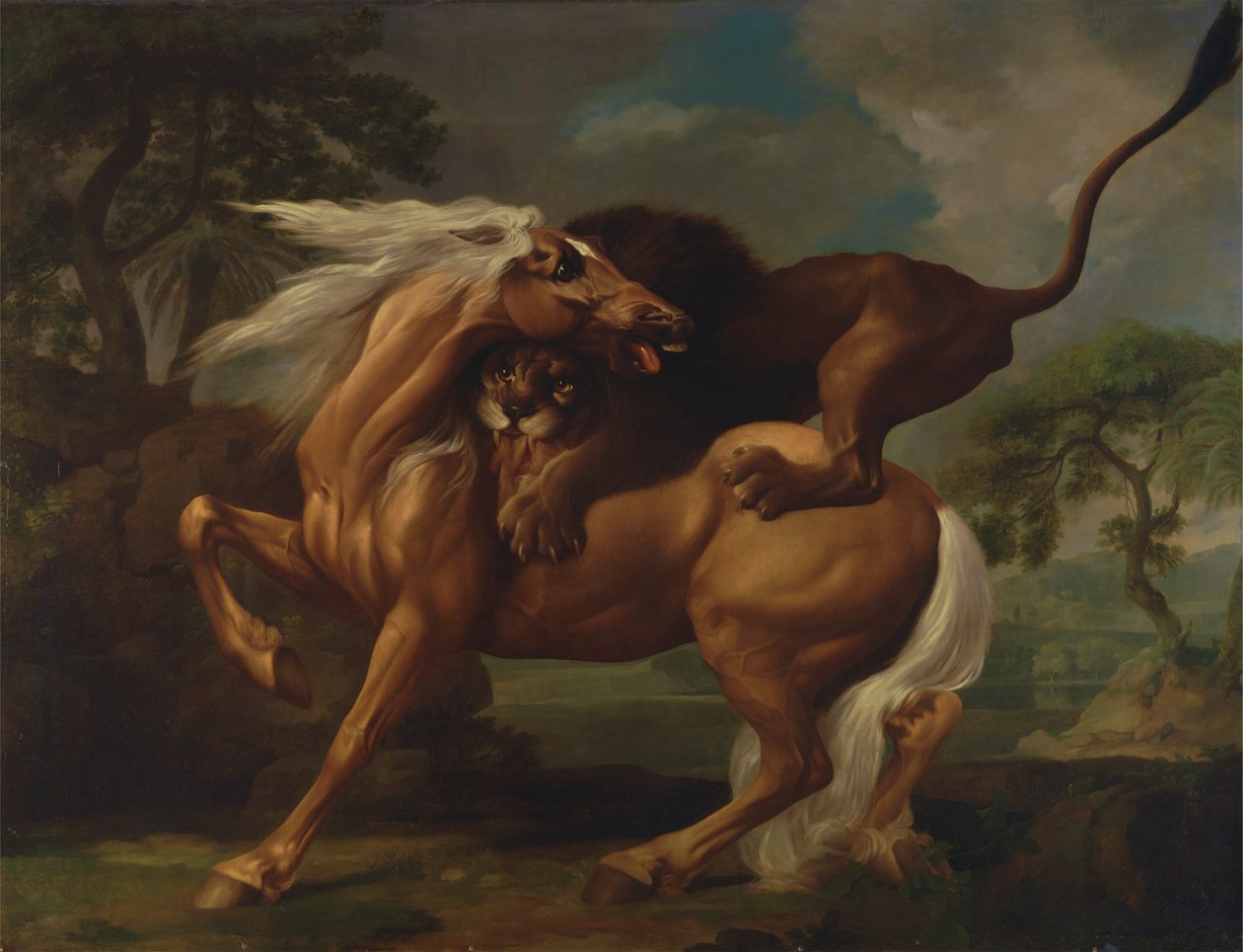 Ein Löwe greift ein Pferd an von George Stubbs