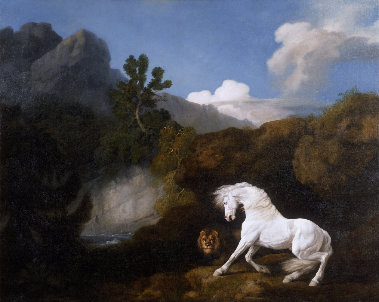 Pferd erschreckt durch einen Löwen von George Stubbs