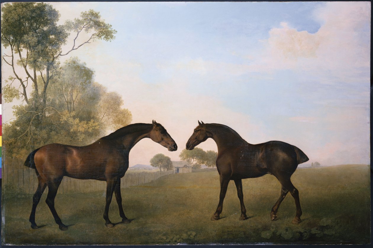 Zwei Jäger auf der Wiese von George Stubbs