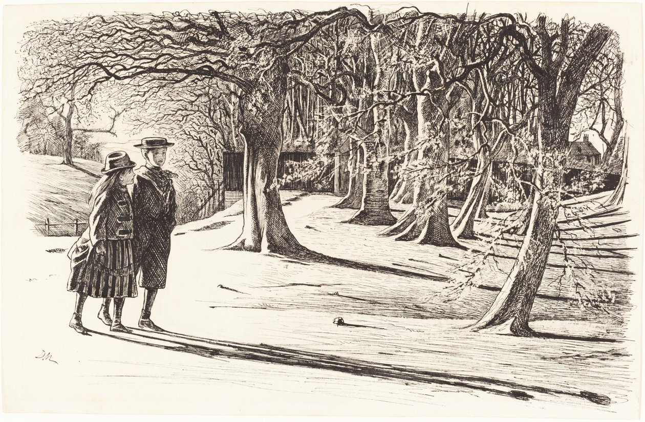 Zwei Kinder im Schnee von George du Maurier