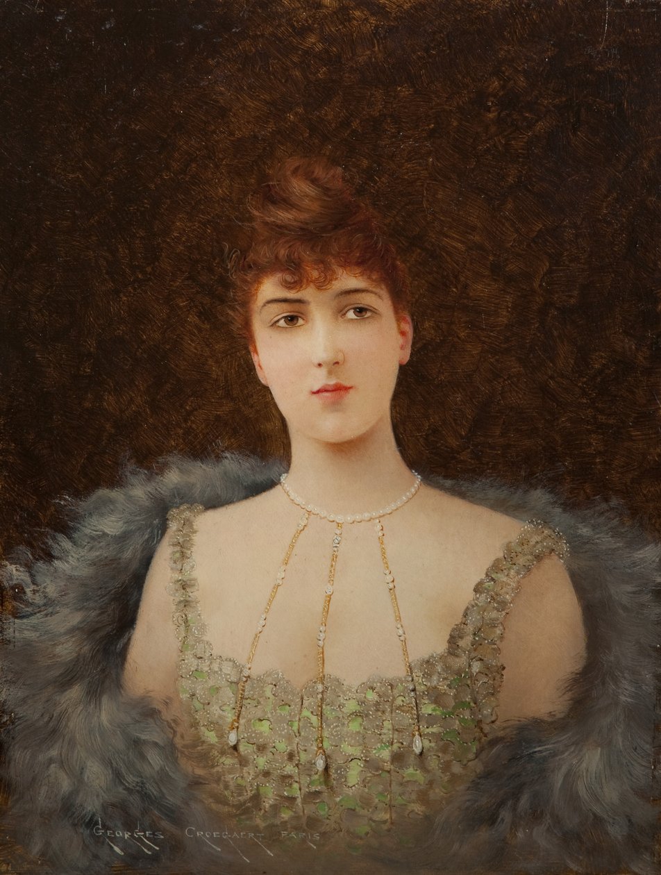 Porträt eines Mädchens mit Pelzumhang von Georges Croegaert