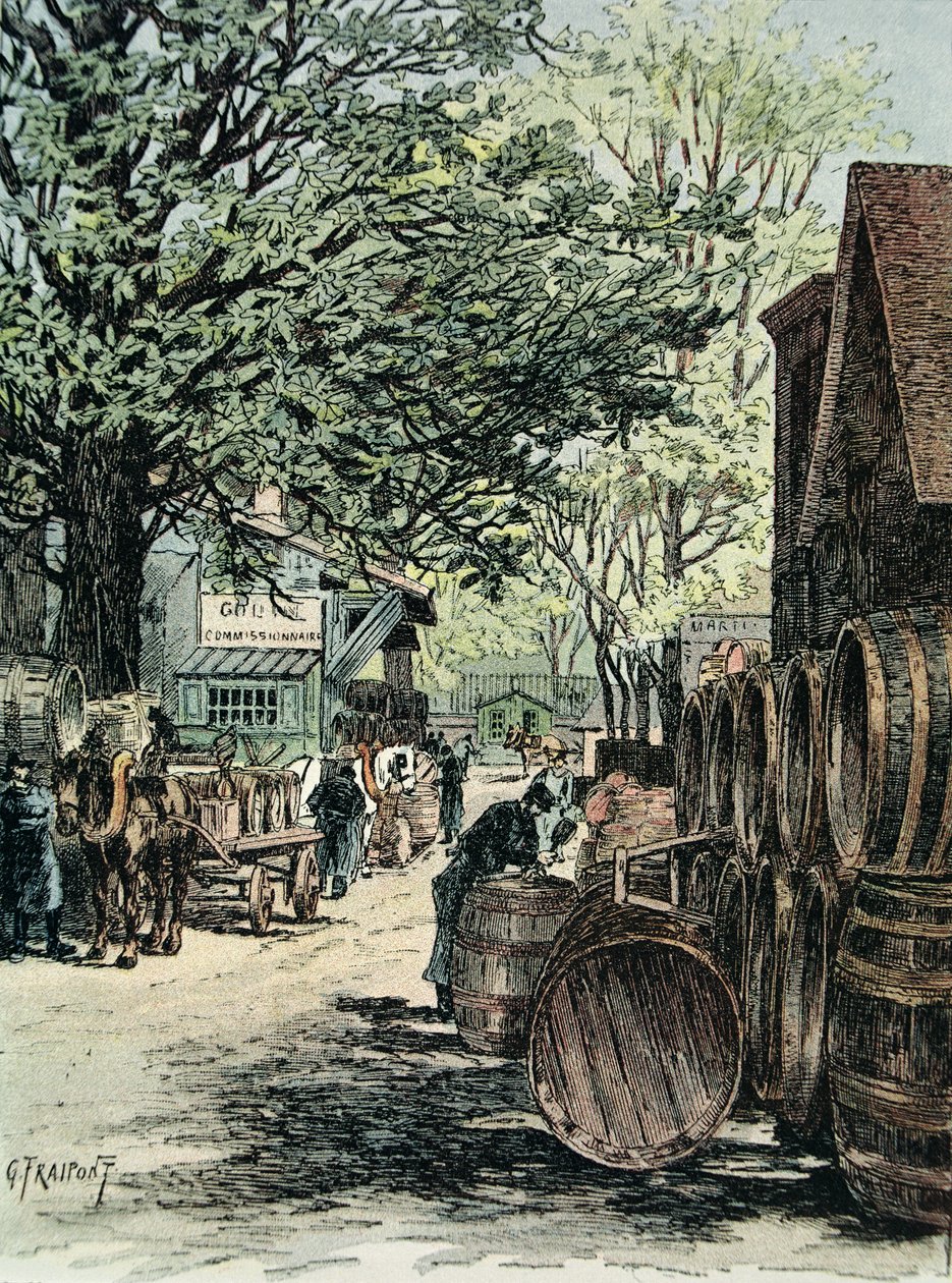 Weinlager in Bercy in Paris, 1890 von Georges Fraipont