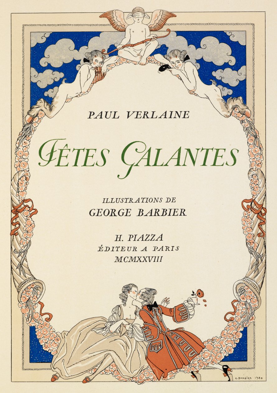 Ein Mann und eine Frau küssen sich. von Georges Barbier