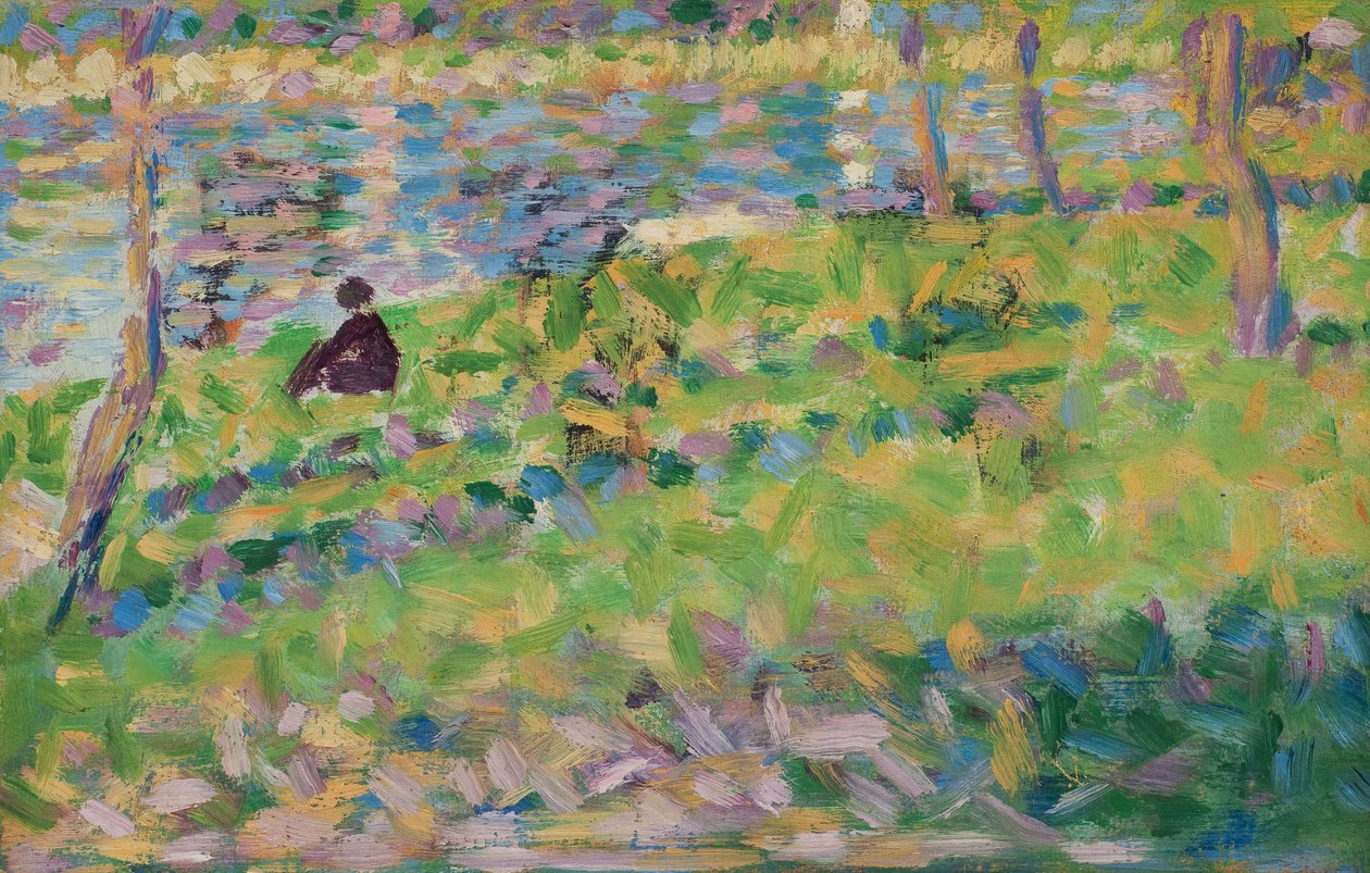 Landschaft, sitzender Mann von Georges Seurat