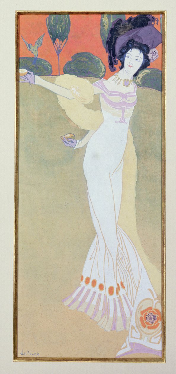 Frau füttert einen Vogel von Georges de Feure
