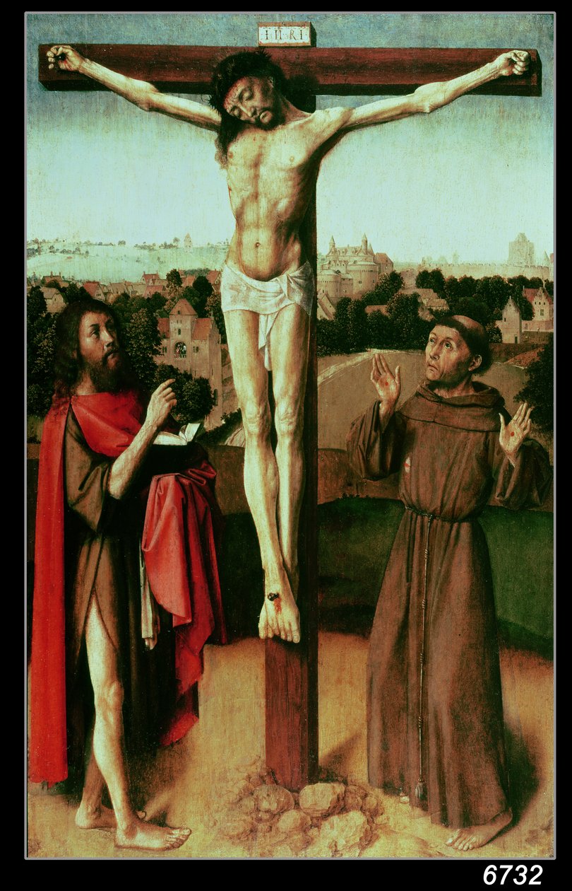 Christus am Kreuz zwischen St. Johannes und St. Franziskus von Gerard David