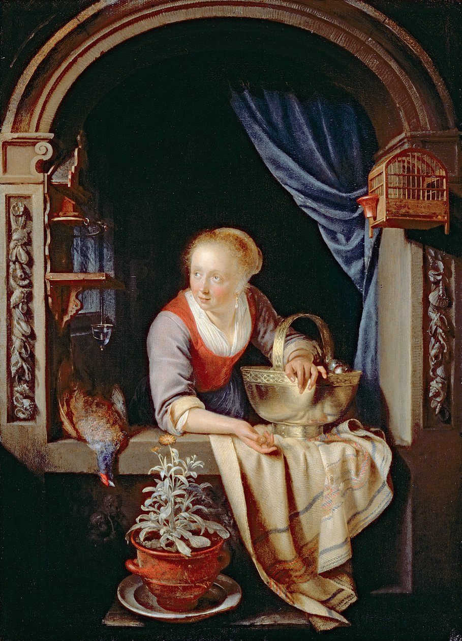 Frau am Fenster, 1663 von Gerrit Dou