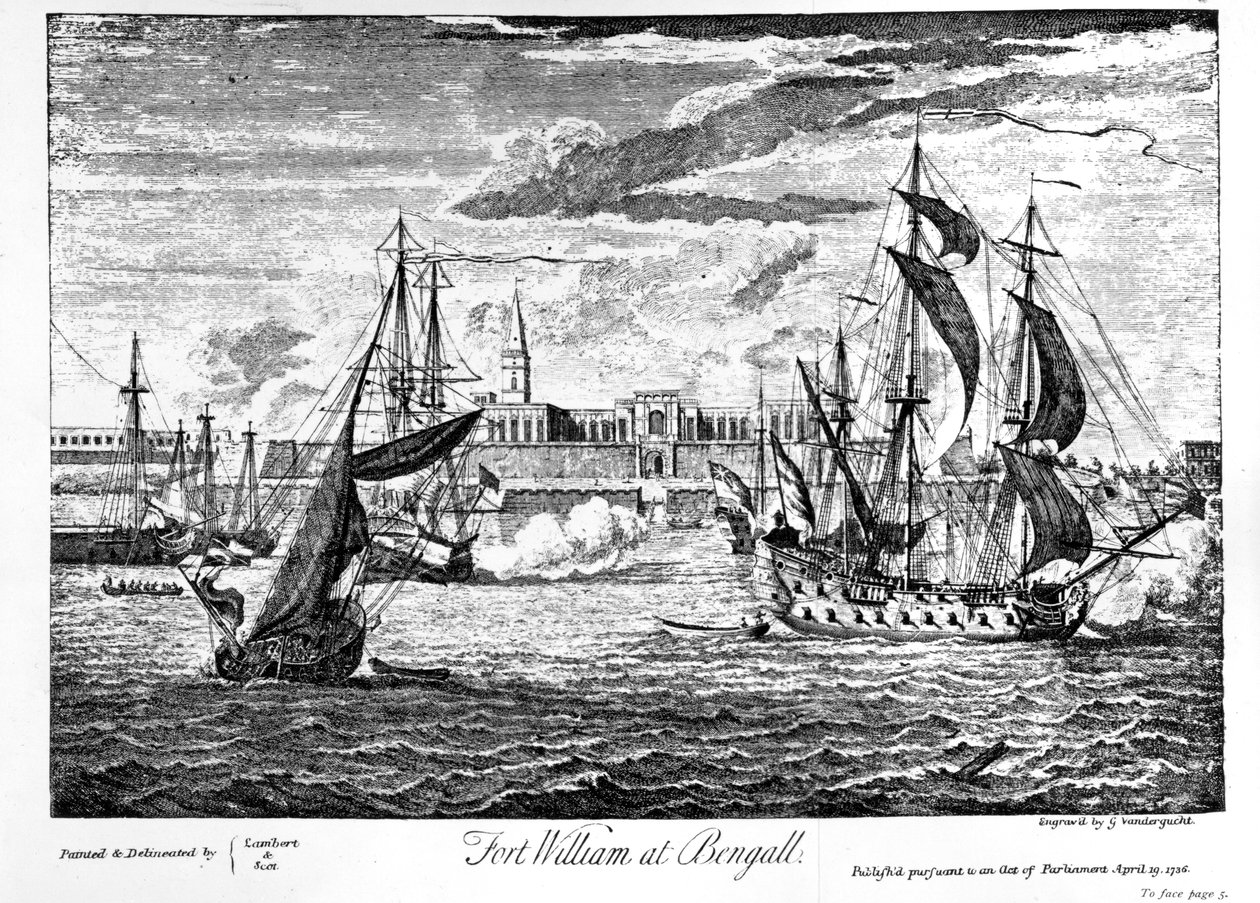 Fort William in Bengalen, 1736 von Gerard Vandergucht