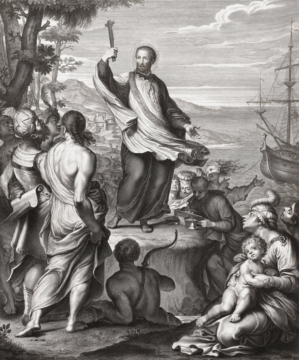 Der heilige Franz Xaver predigt von Gerard (after) Edelinck