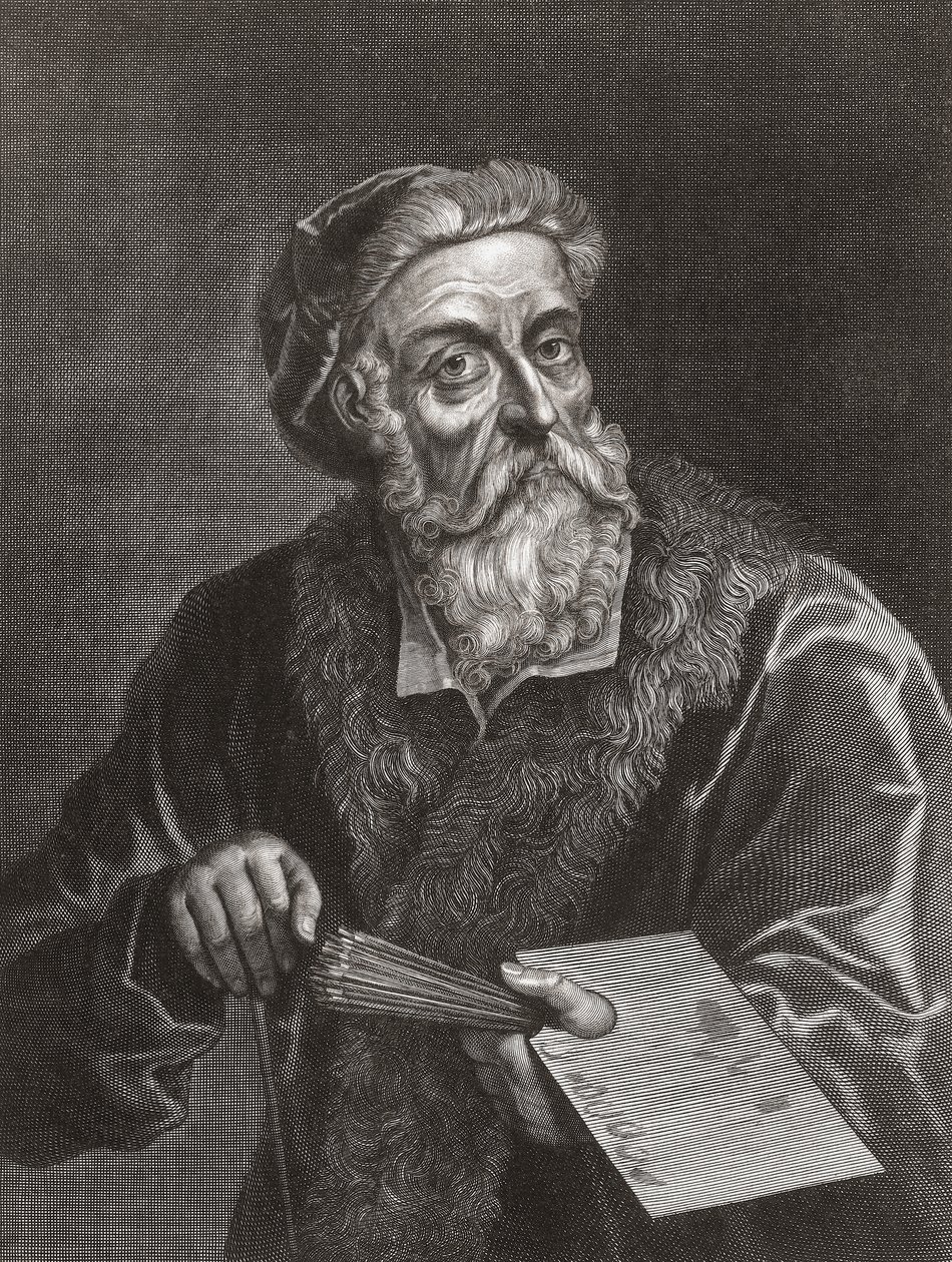 Tizian. Porträt. (Druck) von Gerard (after) Edelinck