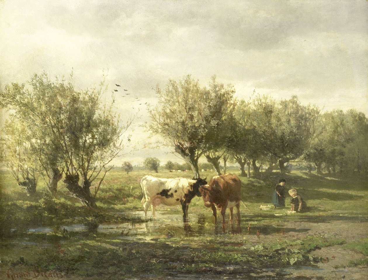 Kühe an einem Teich von Gerard Bilders (signed by artist)