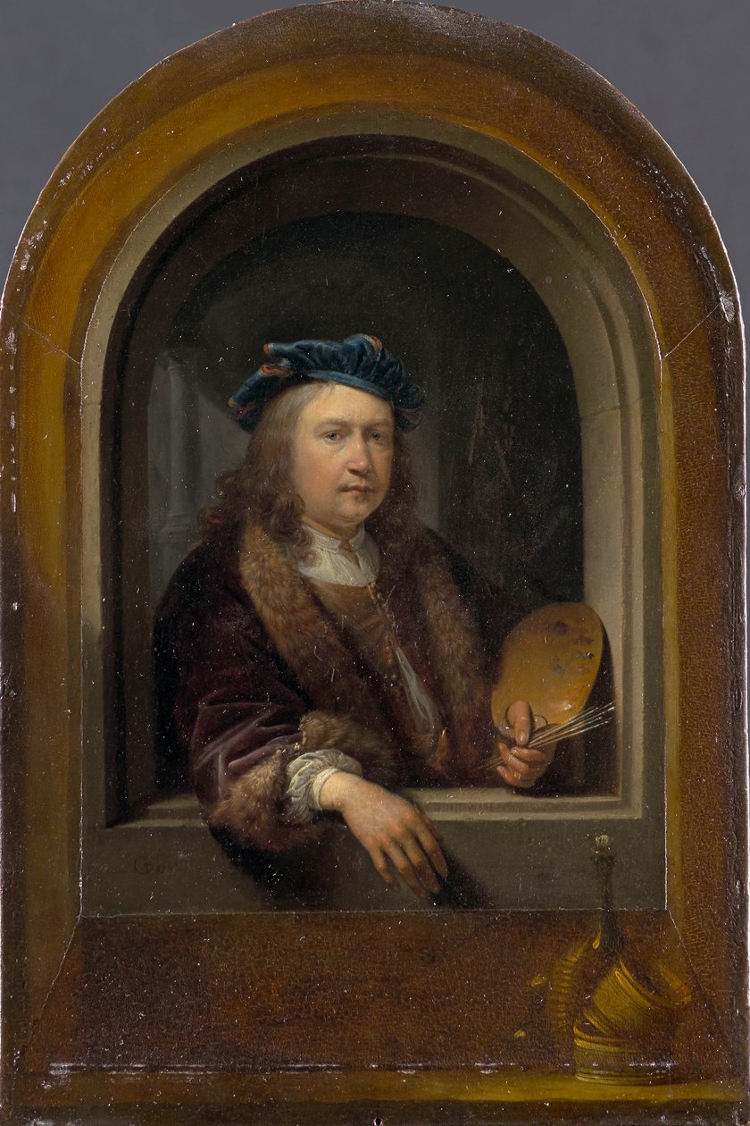 Selbstporträt mit Palette, ca. 1660 von Gerrit Dou