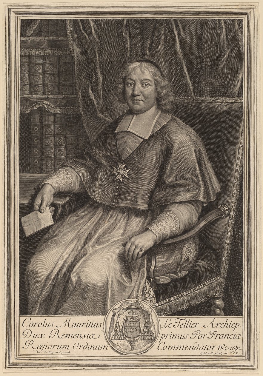 Charles-Maurice Le Tellier von Gerard Edelinck after Pierre Mignard I