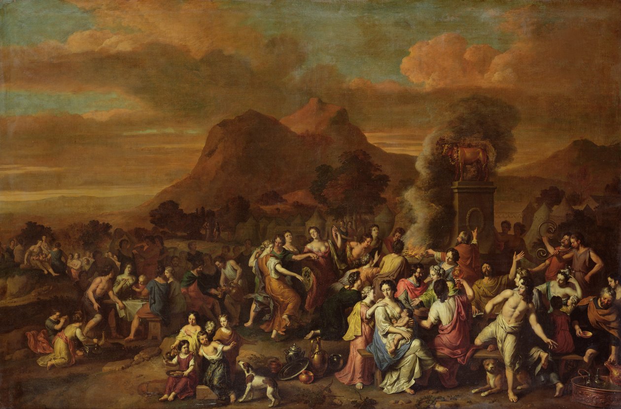Die Anbetung des Goldenen Kalbes von Gerard Hoet