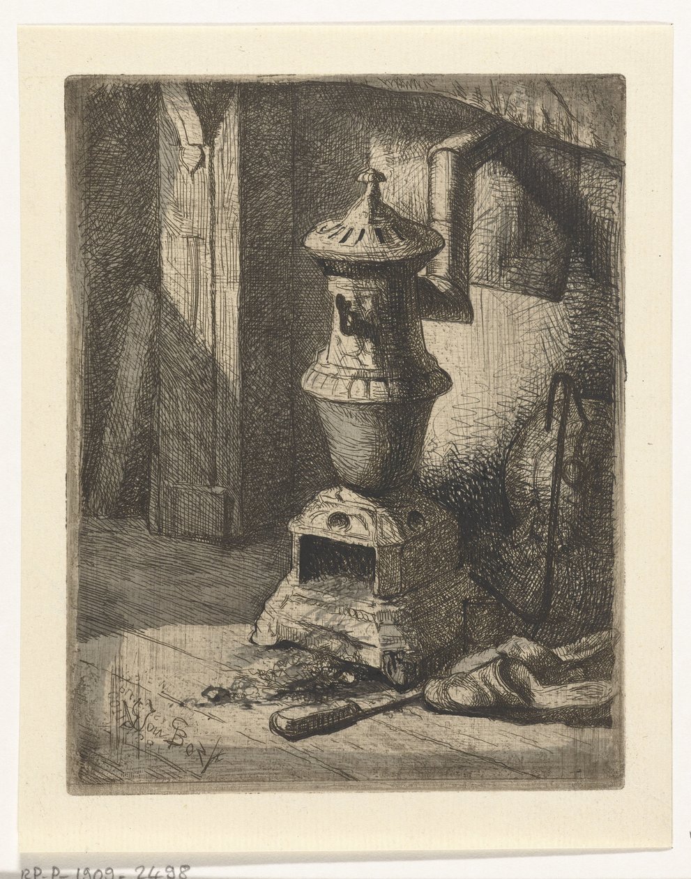 Studie eines Interieurs mit Ofen von Gerard Jan Bos