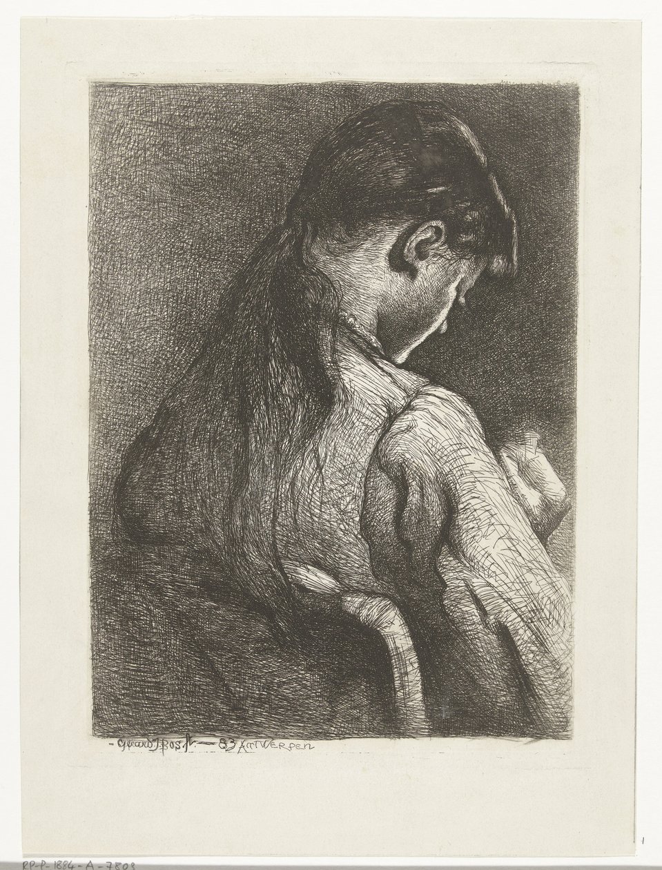 Sitzendes Mädchen, von hinten gesehen von Gerard Jan Bos