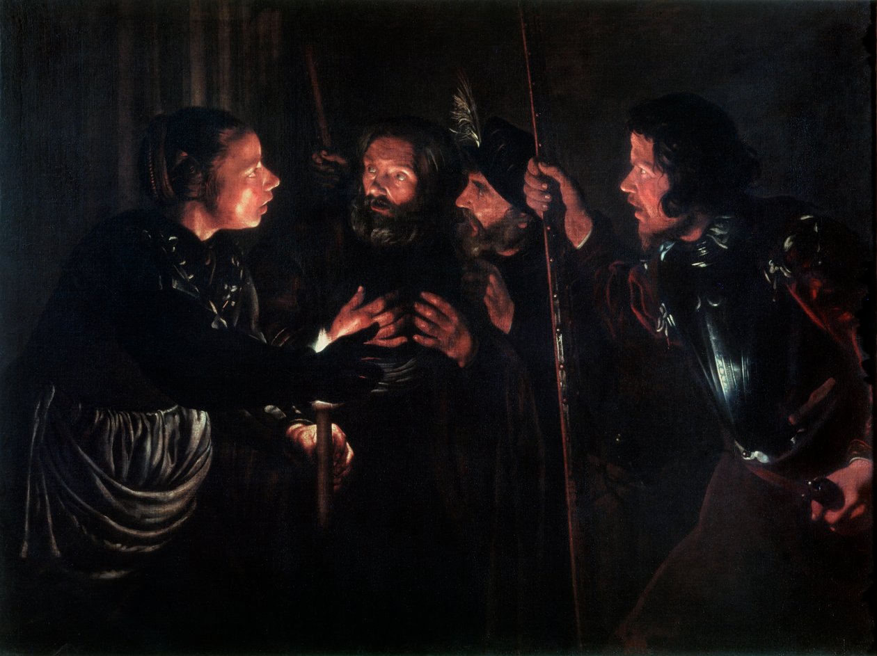Die Verleugnung des Heiligen Petrus, 1620er Jahre von Gerard . Seghers