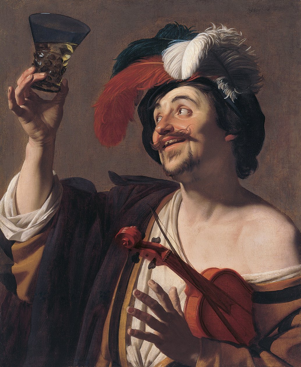 Fröhlicher Geiger von Gerard van Honthorst