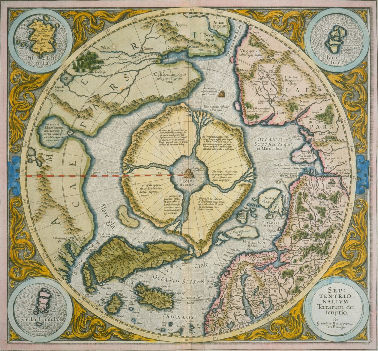 Septentrionalium Terrarum descriptio, 1595 von Gerardus Mercator