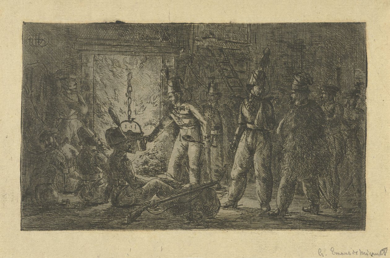 Soldaten am Feuer von Gerardus Emaus de Micault