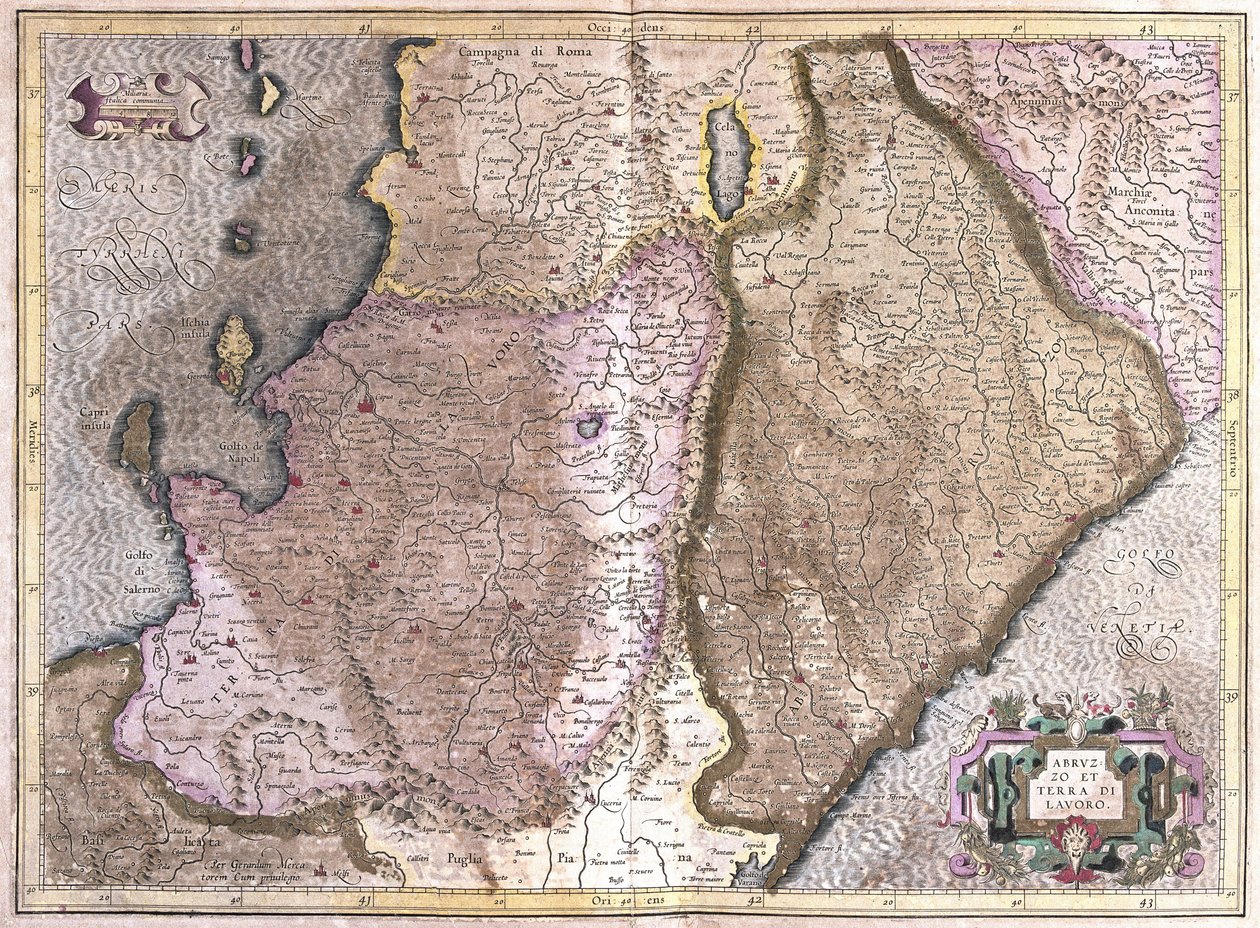 Abruzzen und Kampanien, Italien (Gravur) von Gerardus Mercator