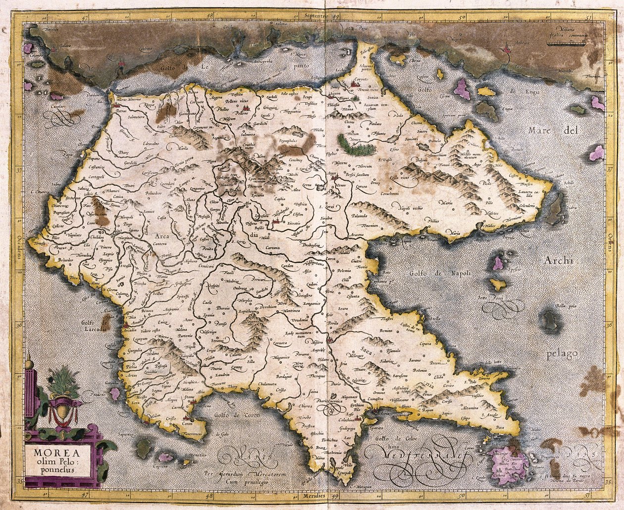 Griechenland und Peloponnes von Gerardus Mercator