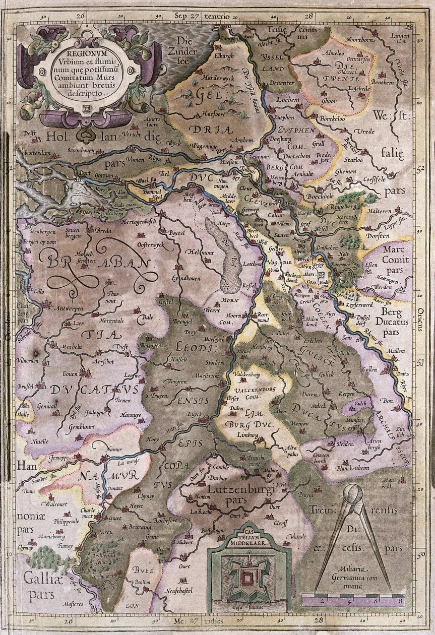 Holland und Brabant, Belgien (Gravur) von Gerardus Mercator