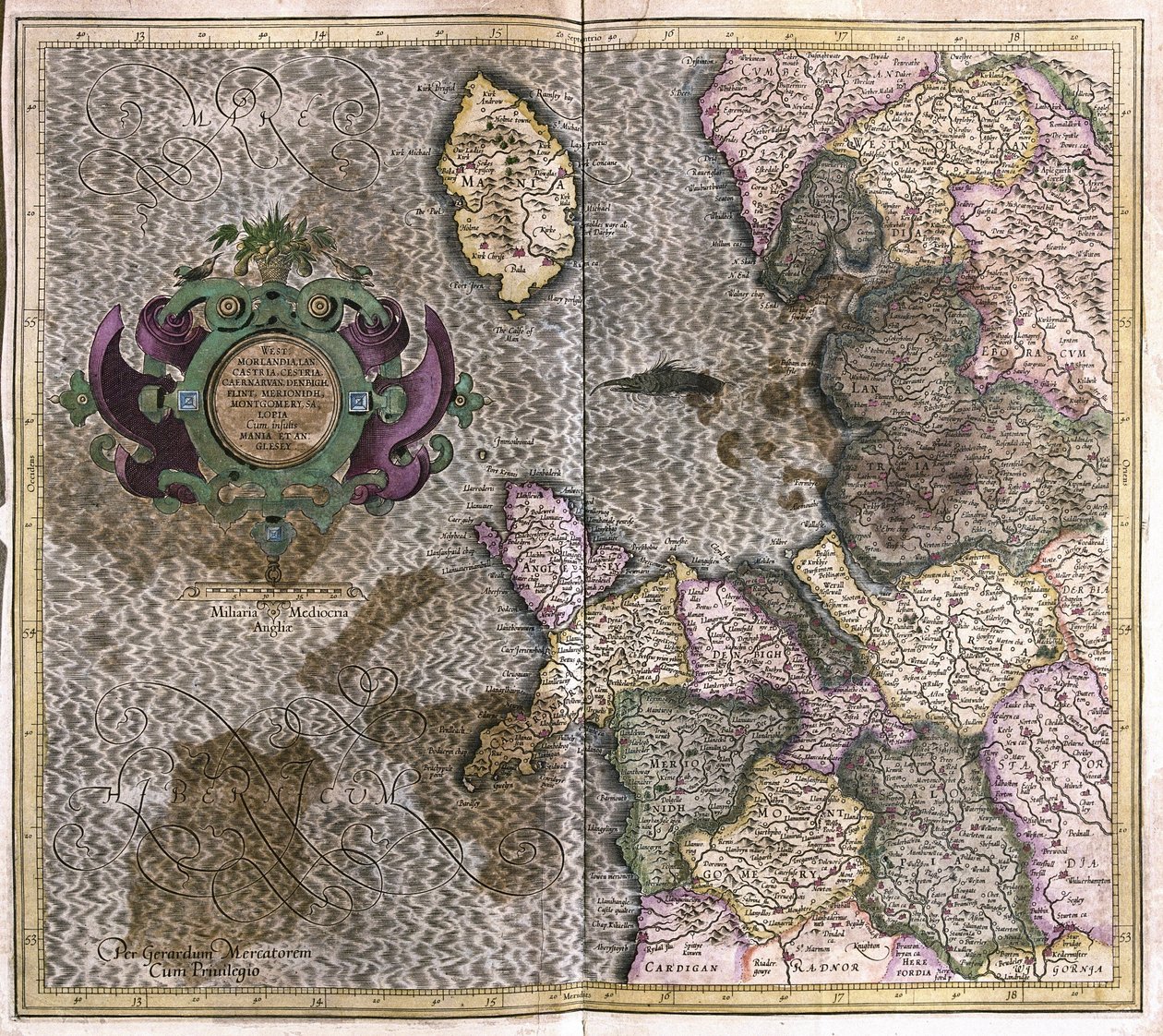 Nordwestengland (Gravur) von Gerardus Mercator