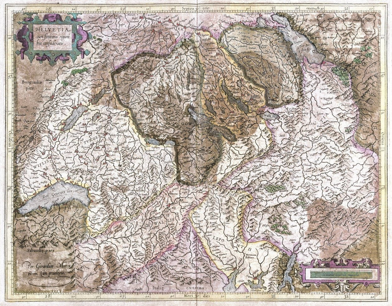 Schweiz (Stich) von Gerardus Mercator