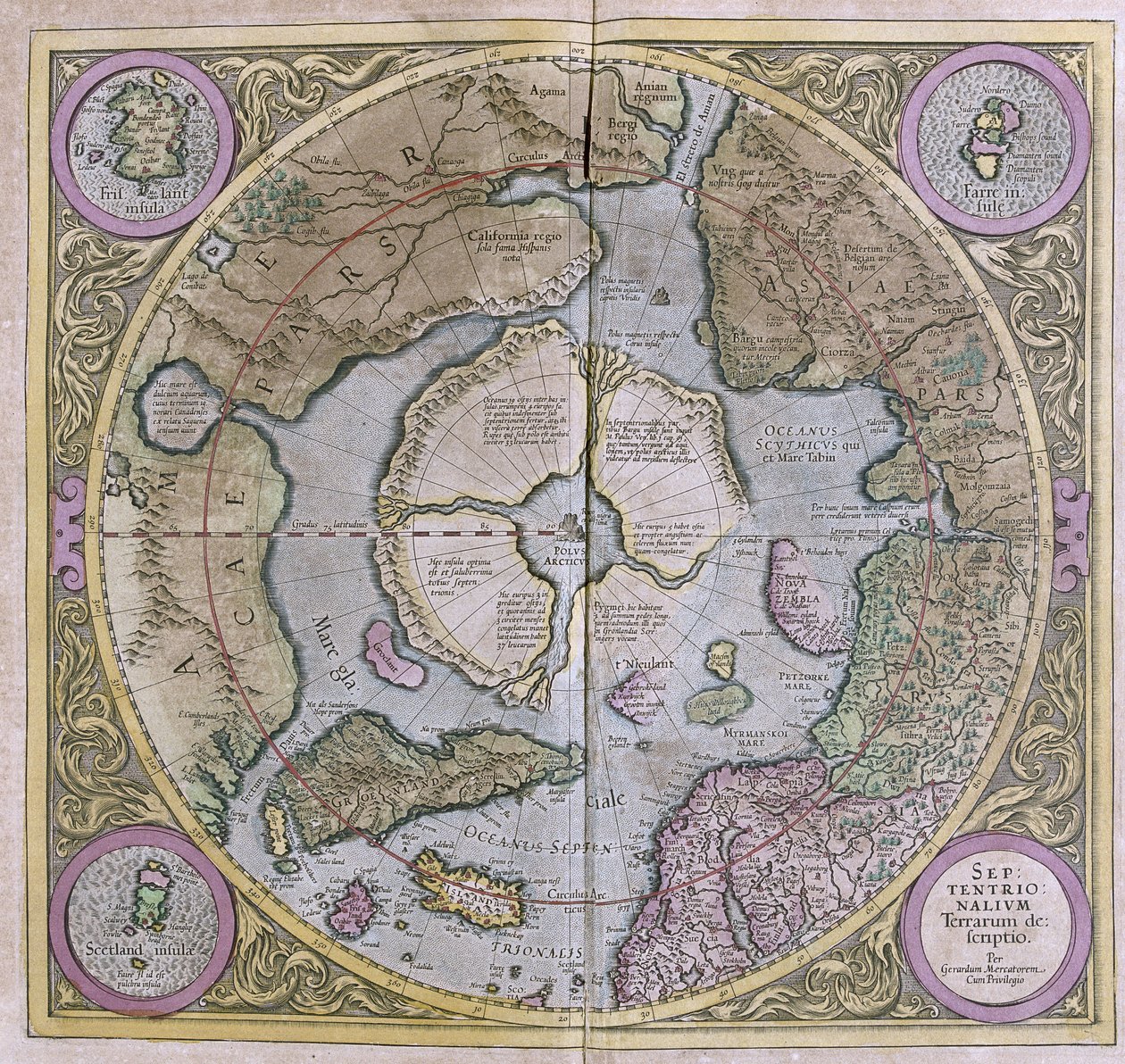 Die Nordpolarregionen von Gerardus Mercator