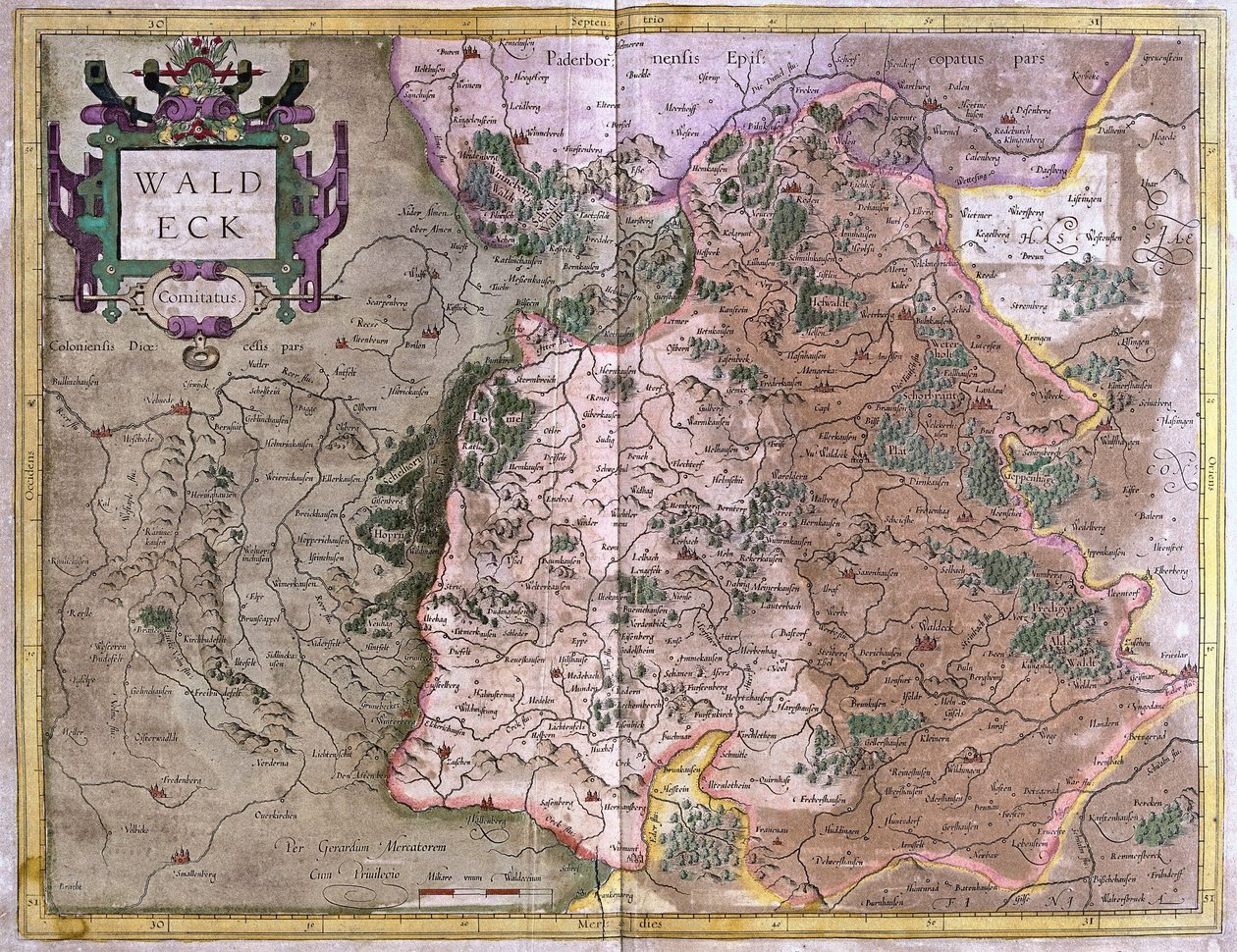 Waldeck (Hessen), Deutschland (Gravur) von Gerardus Mercator