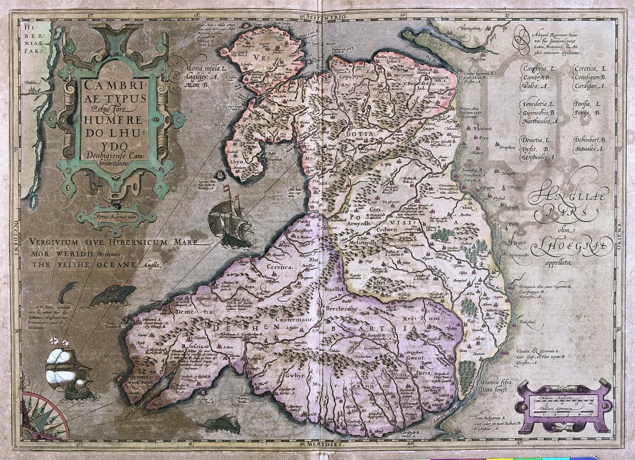 Wales, Großbritannien (Gravur) von Gerardus Mercator