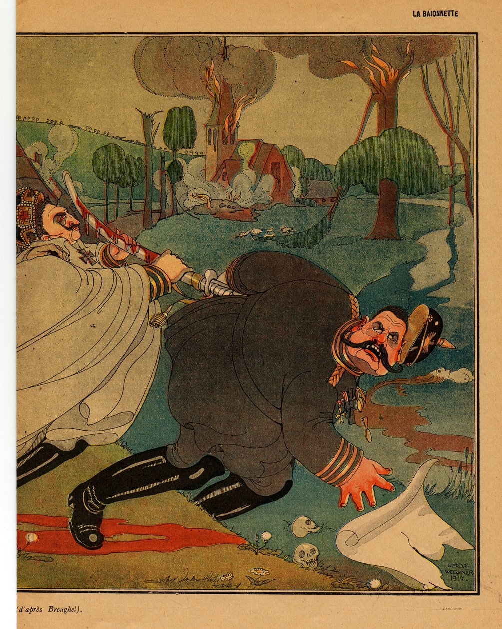 La Baionnette, Satirisch in Farben von Gerda Marie Frederike Wegener