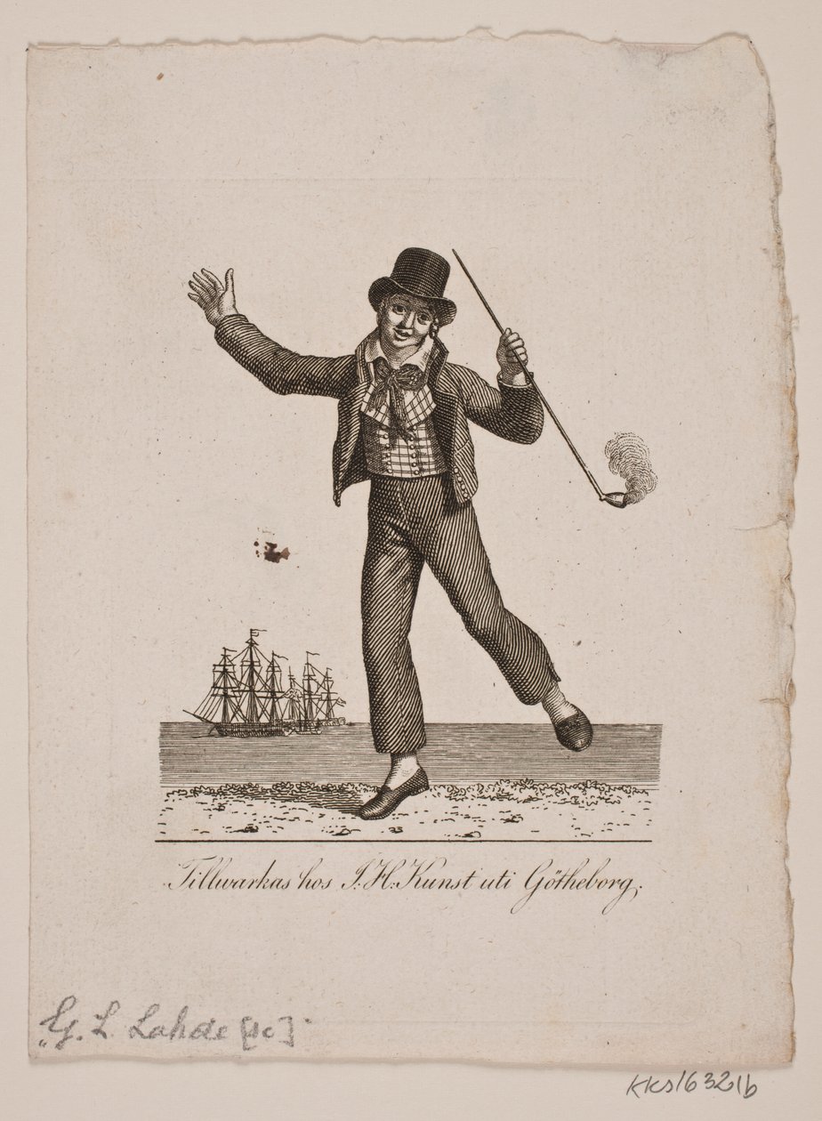 Tanzender Seemann mit Pfeife von Gerhard Ludvig Lahde