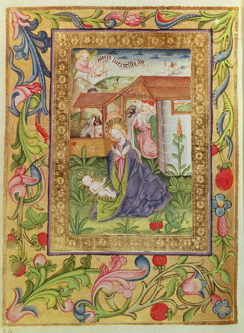 Codex Ser Nov 2599 f. 39v Die Geburt Christi von German School