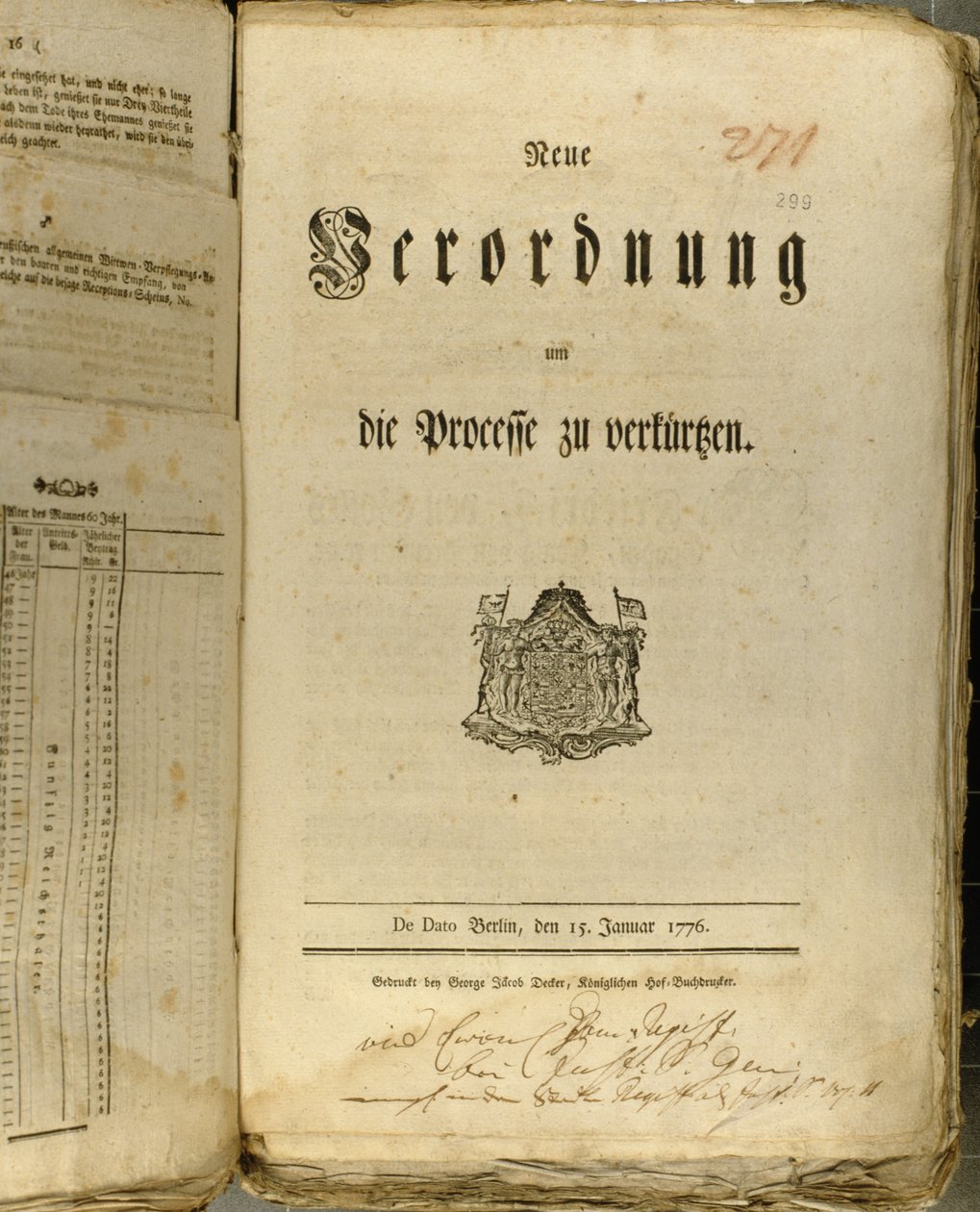 Rechtsverfahren von 1776 von German School