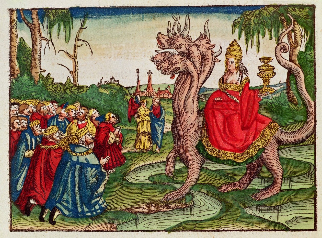 Die Hure Babylon, aus der Lutherbibel, ca. 1530 von German School
