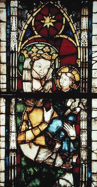 Fenster mit Darstellung der Jungfrau und des Kindes, aus dem Chor der Dominikanerkirche, ca. 1290 von German School