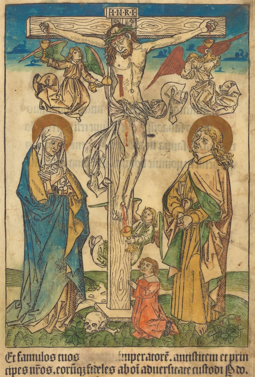 Christus am Kreuz mit Engeln von German 15th Century