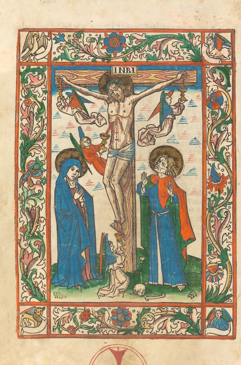 Christus am Kreuz mit Engeln von German 15th Century