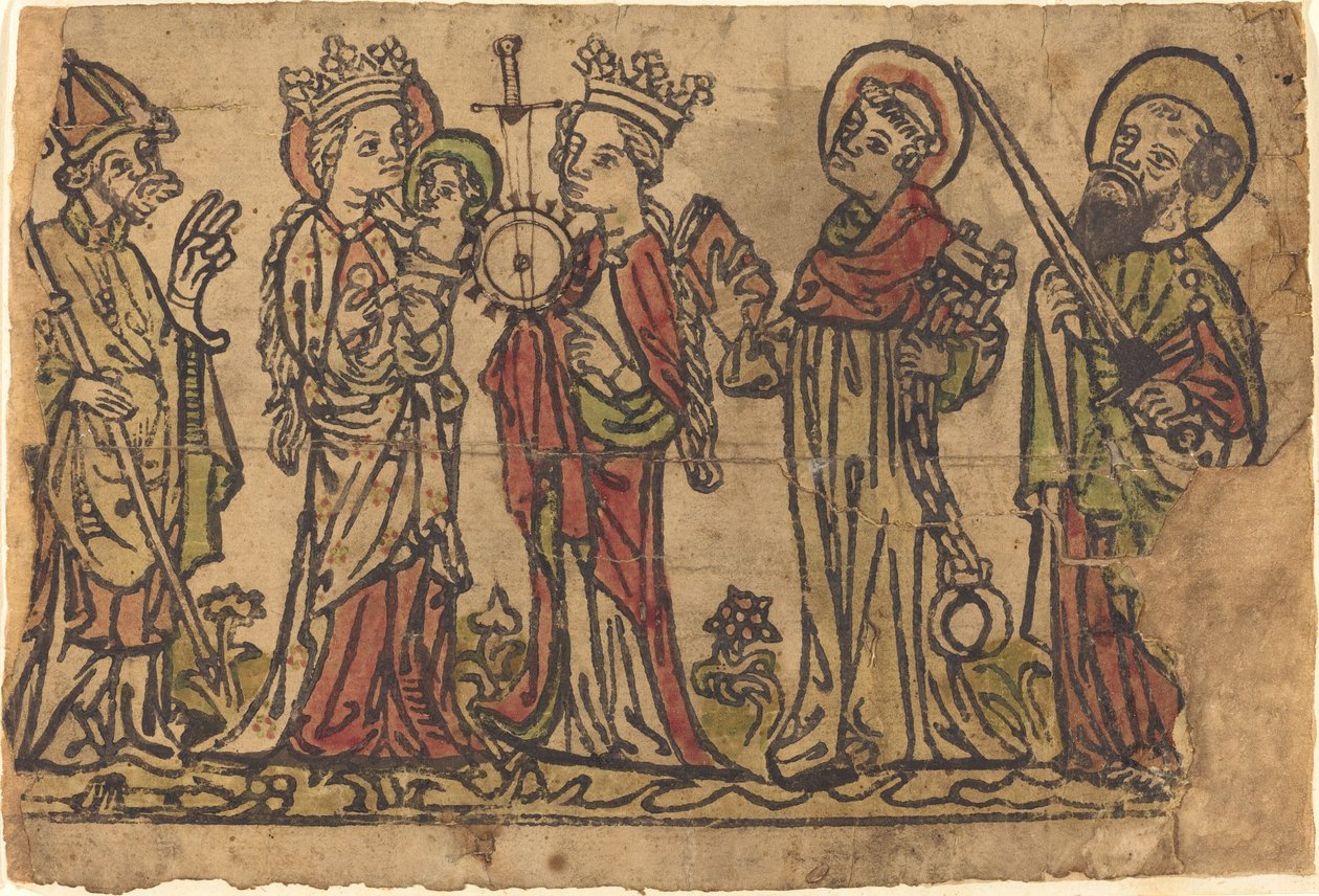 Madonna und Kind mit vier Heiligen von German 15th Century