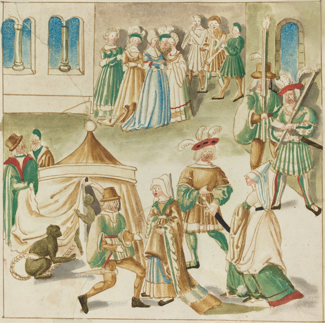 Hofvergnügungen mit zwei Affen von German 16th Century