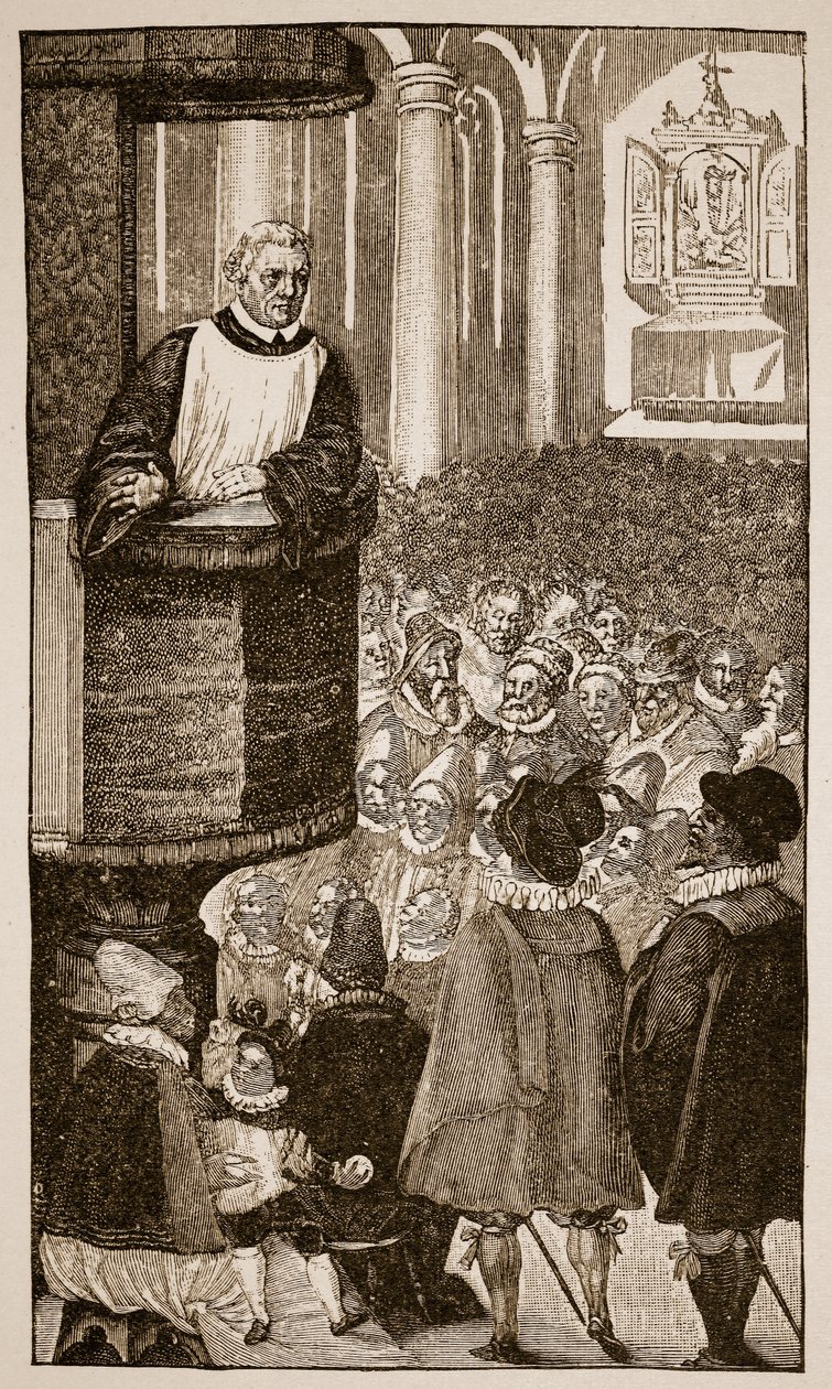 Martin Luther predigt, ca. 1517 von German School