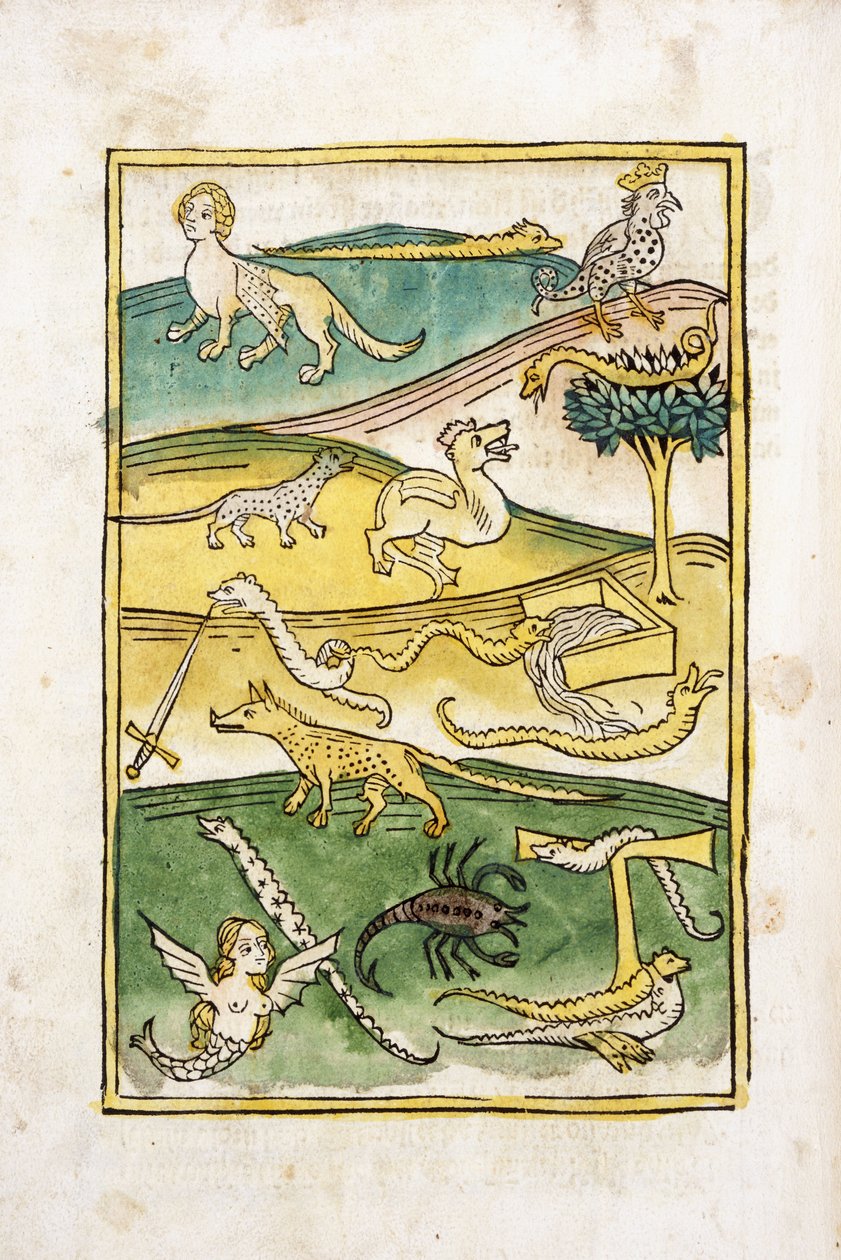 Monster und Schlangen in einer Landschaft, 1478 von German School