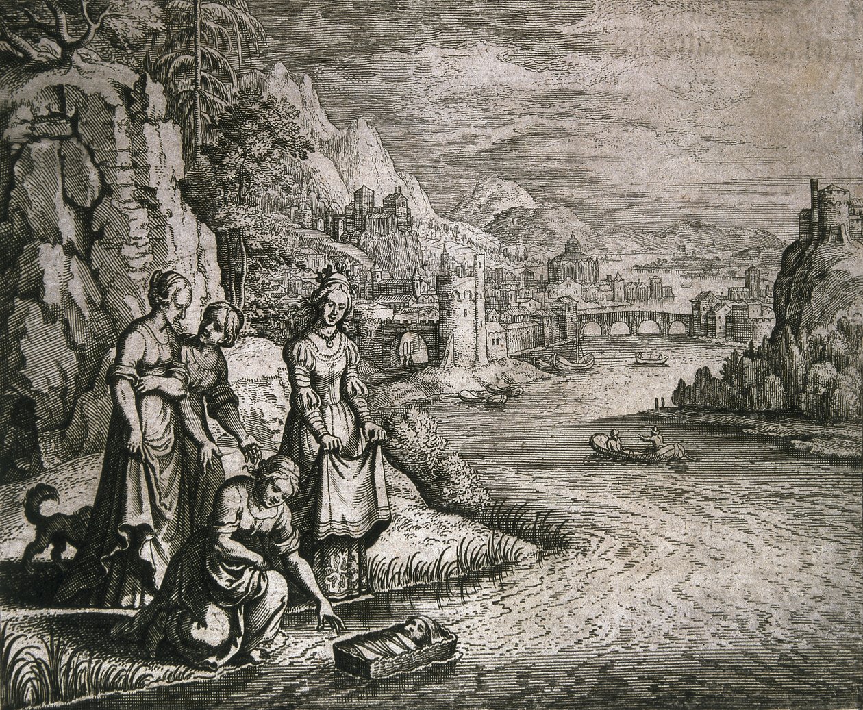 Moses aus dem Nil gerettet von German School