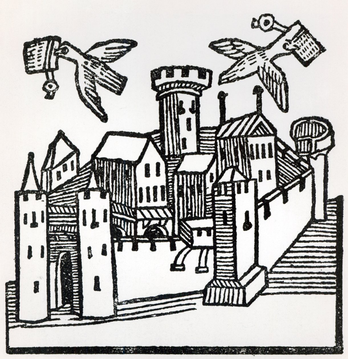 Brieftaubenpost, 1488 von German School